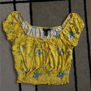 Forever 21 Yellow Floral Women's Top
